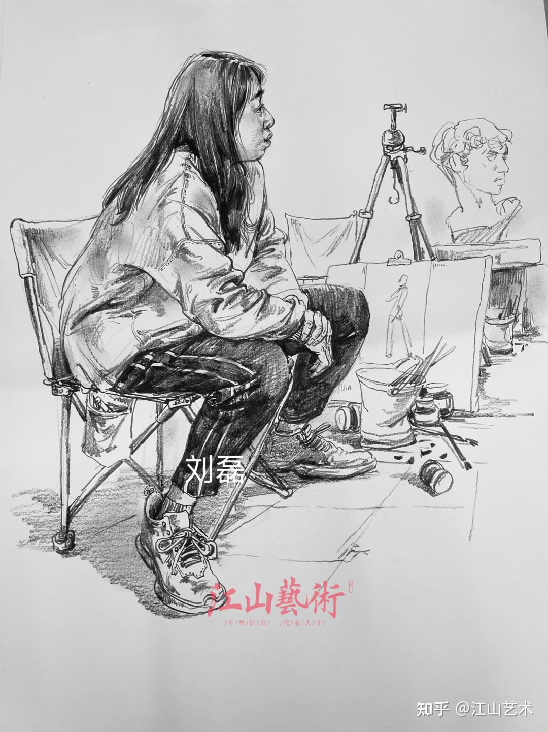 直播教学广州江山画室联考方向速写示范刘磊