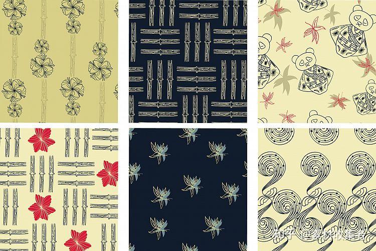 日本风格的无缝背景纹理日系图案素材下载psdeps