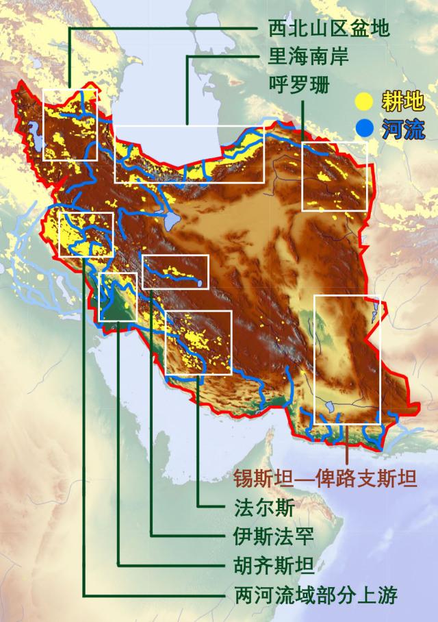 伊朗河流分布图图片