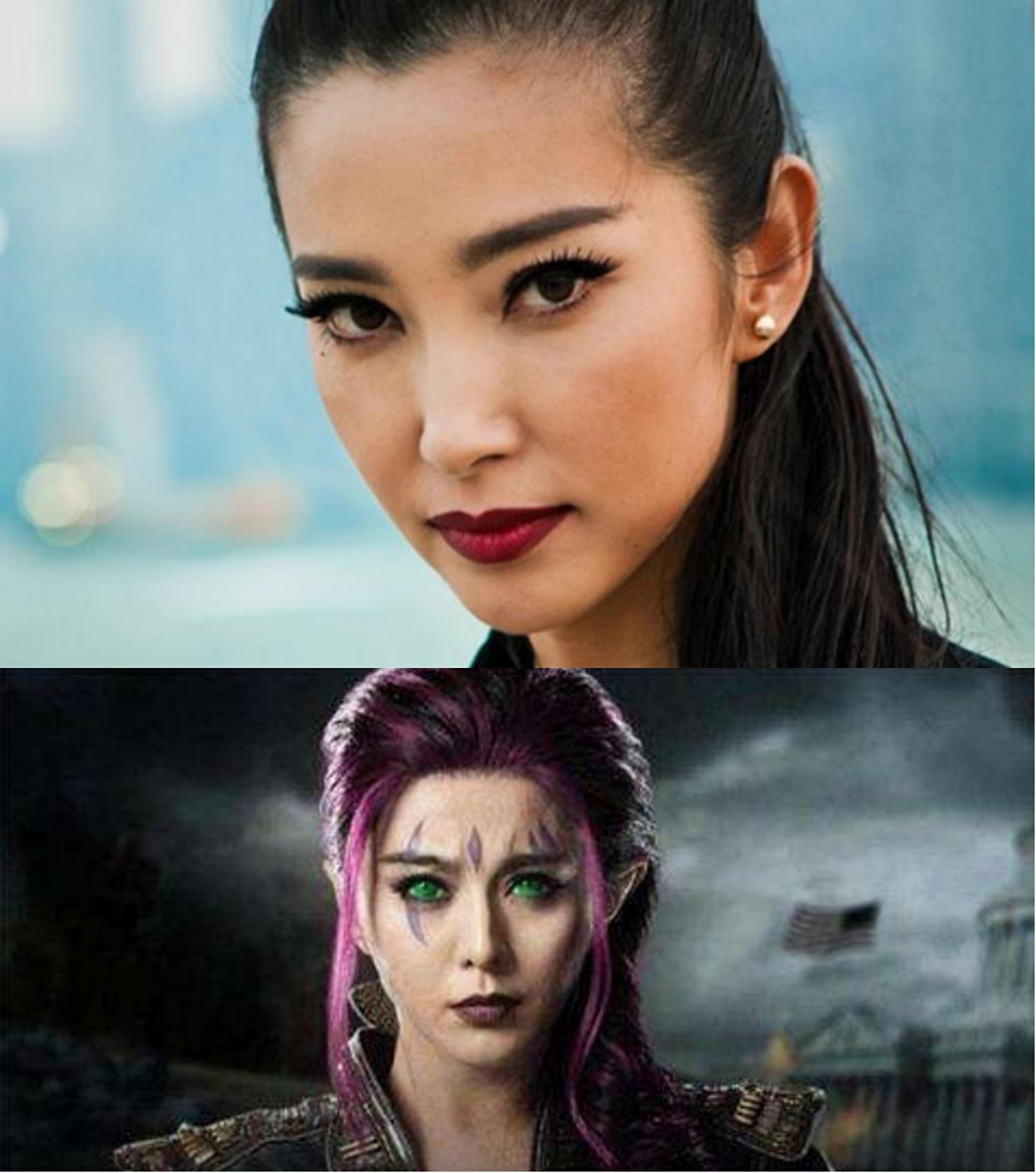 小至客串角色的出场,比如变形金刚4里的李冰冰,或者x战警里范冰冰的