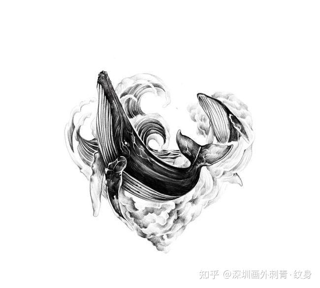 纹身题材详解之鲸鱼纹身鲸鱼纹身的寓意鲸鱼纹身图案