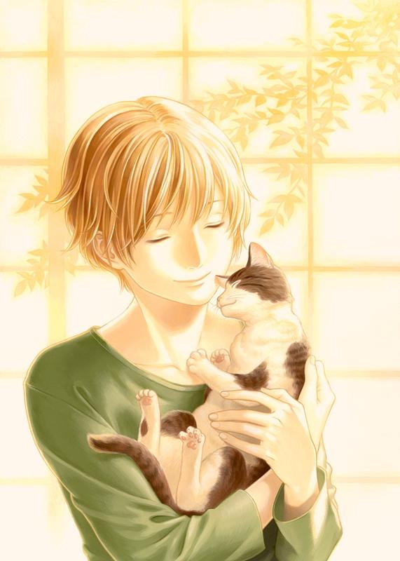 有没有这种帅哥和猫的图片呀