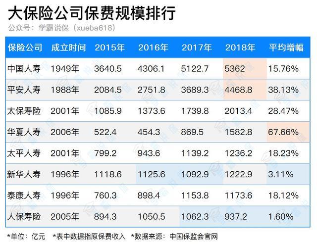 「大小」保险公司的规模
