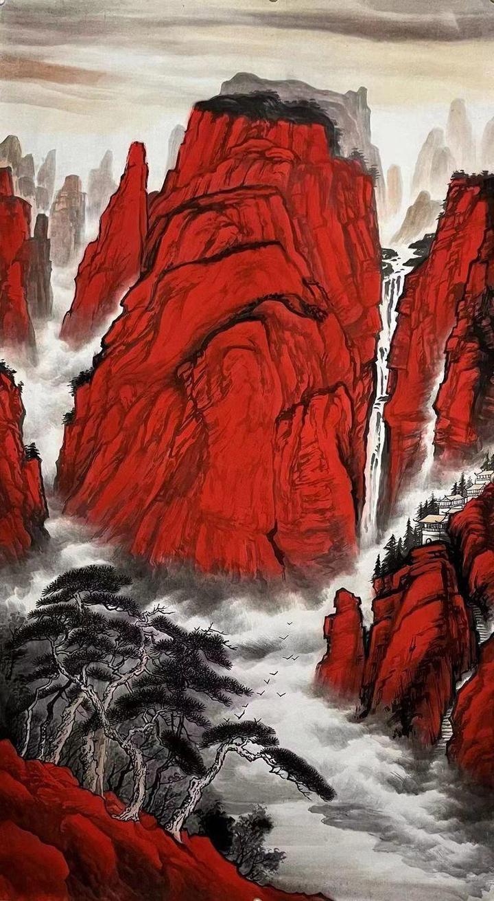 —那五彩的波,墨蓝的路,起伏的山