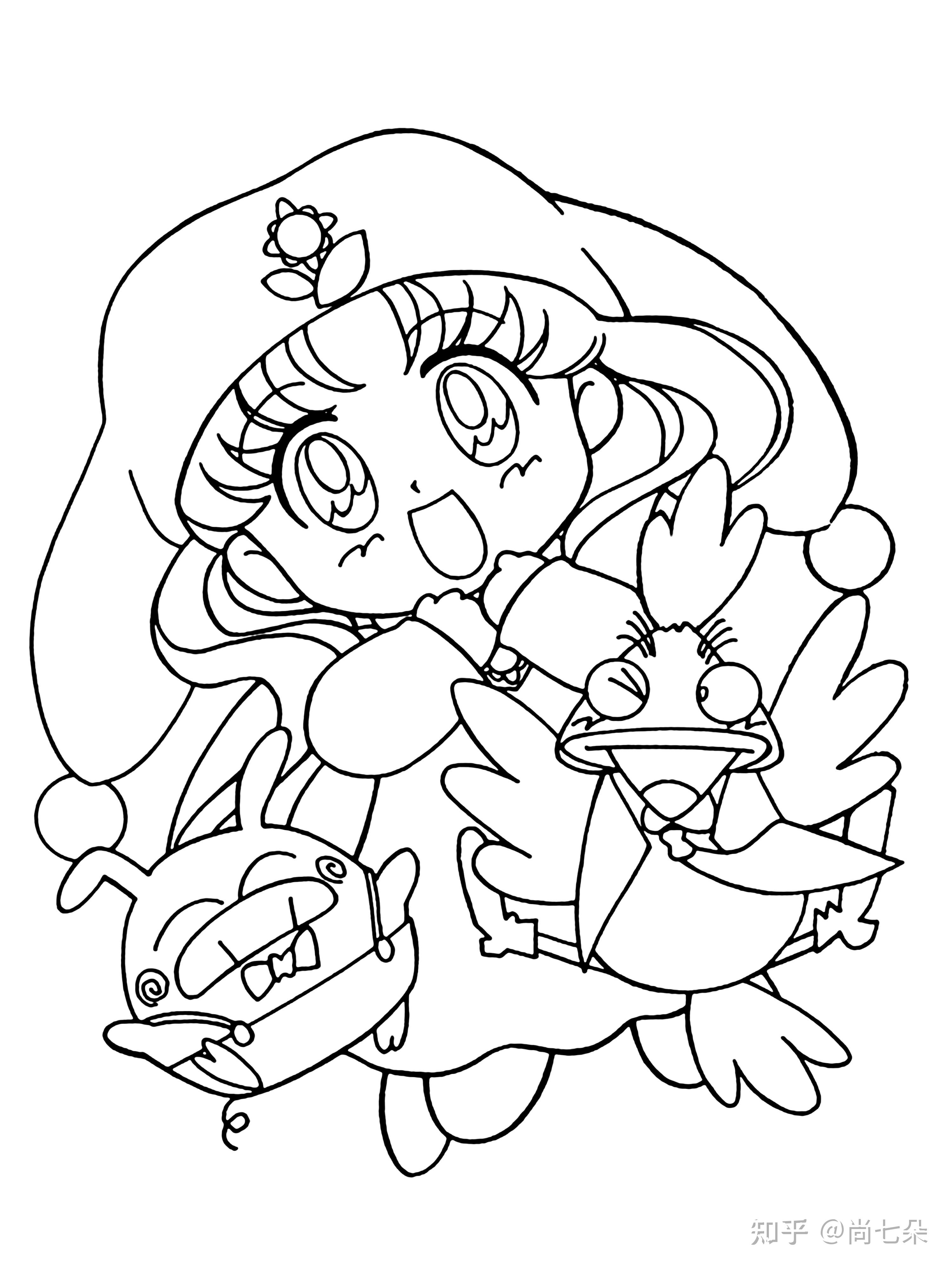 卡通漫画美女涂色填色卡涂鸦安静书美术学习资料儿童画素材资源4