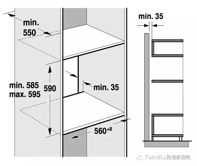嵌入式烤箱蒸箱是安装在高柜中间还是操作台下面好不考虑放在灶下面