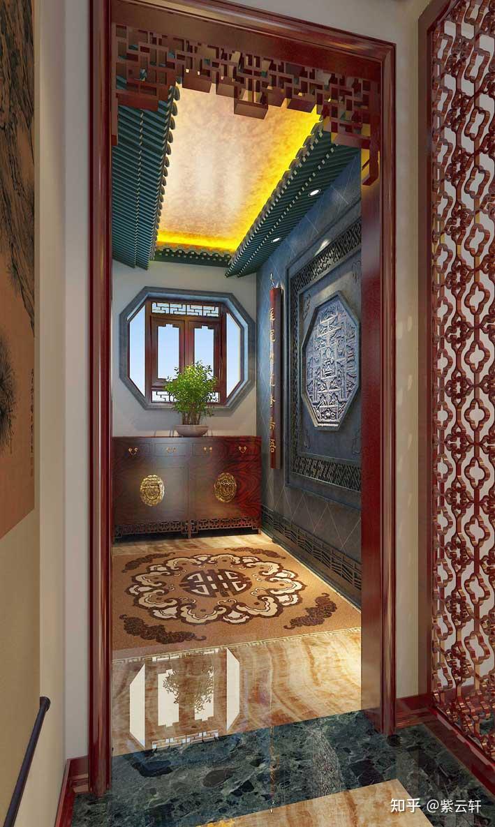 明清中式古风装修玄关门厅效果图