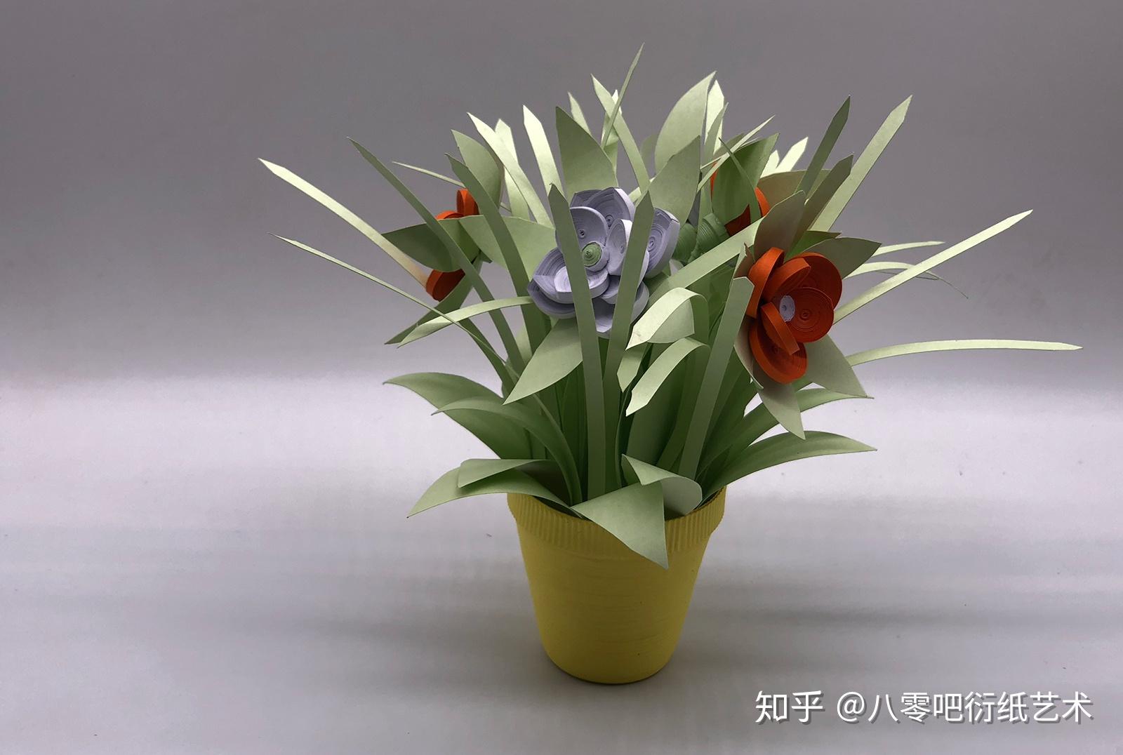 衍纸立体盆栽材料包 3D折纸手工diy套装创意摆件向日葵花束成品_虎窝淘