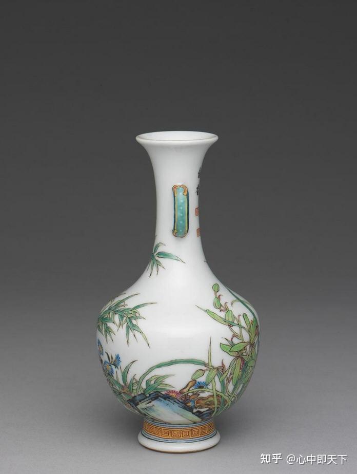 清乾隆時代　【大清乾隆年製】在銘　古銅釉琺瑯彩花卉紋神獣双耳大瓶(C-35) 清乾隆珐琅彩兰竹双耳瓶- 知乎