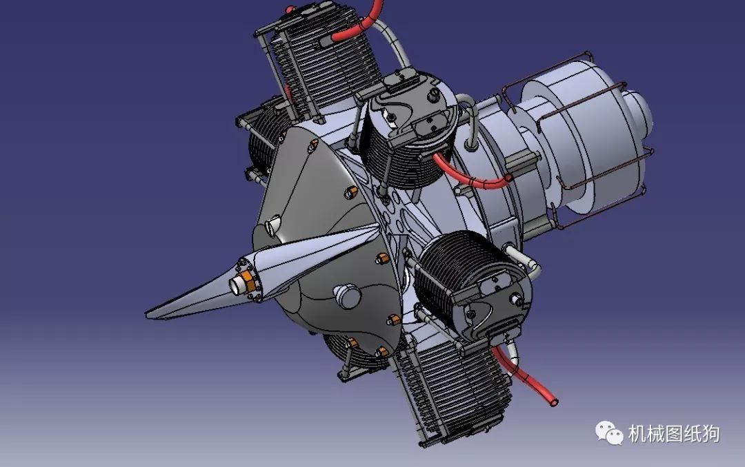 发动机电机radialengine星形六缸发动机模型图纸