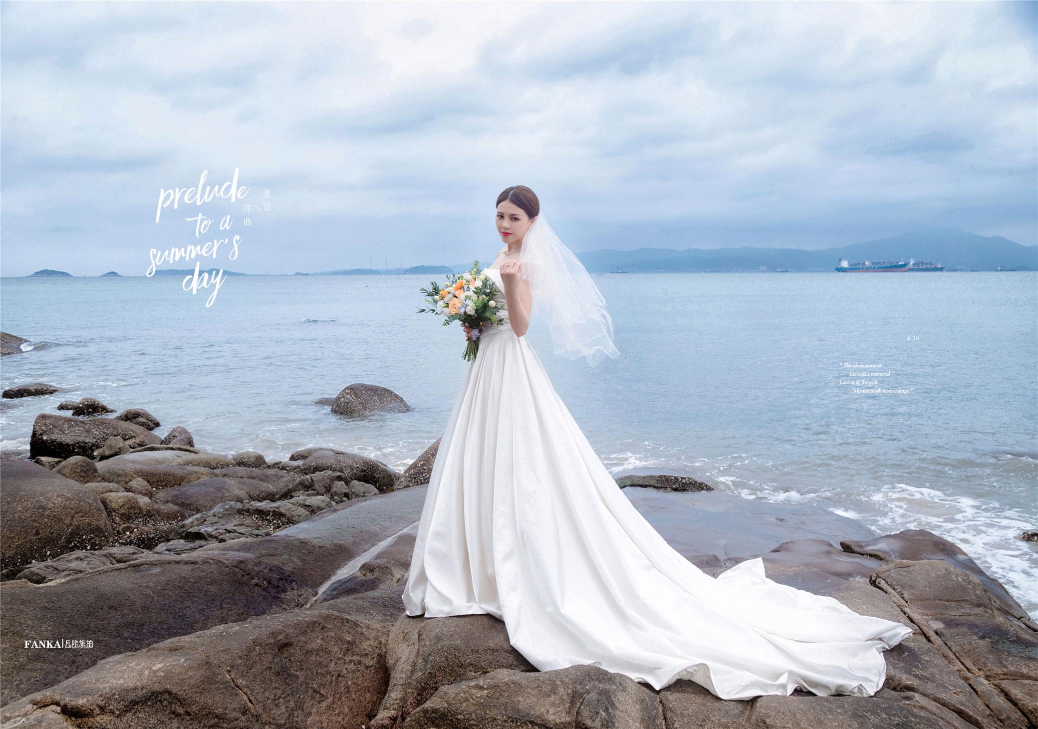 厦门旅拍婚纱照,这组大气优雅的海边礁石婚纱照,美爆了