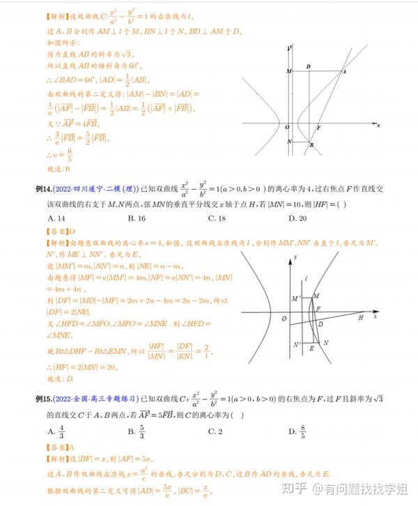 2023高考数学圆锥曲线离心率十九模型妙招（详细解析）转给孩子！ 知乎