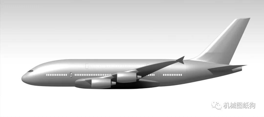 飞行模型空客a380飞机模型3d图纸igs格式客机设计三维建模