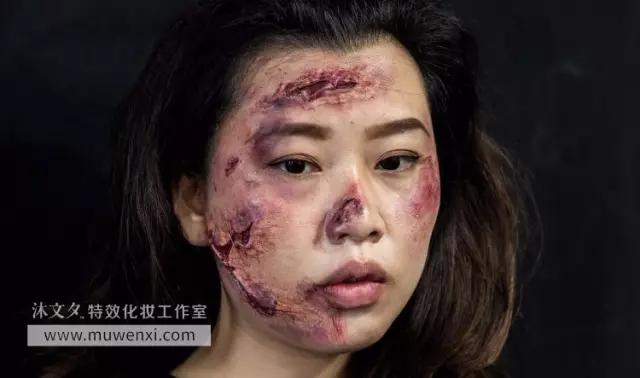 3d转印伤效妆沐文夕特效化妆