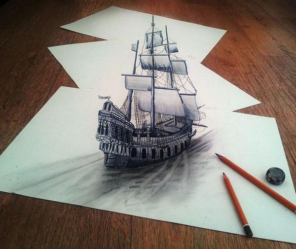 逼真的3d铅笔画