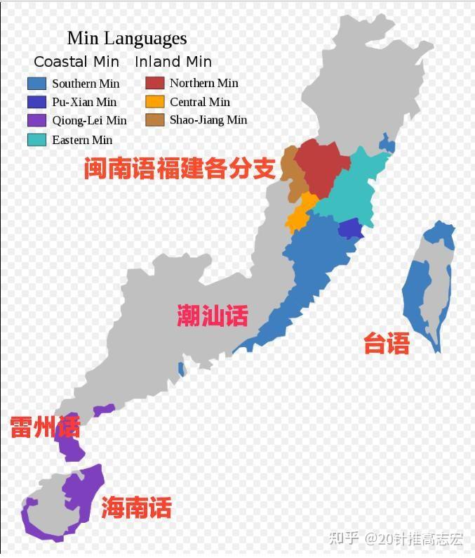 简明扼要系列闽方言片的全部种类分布
