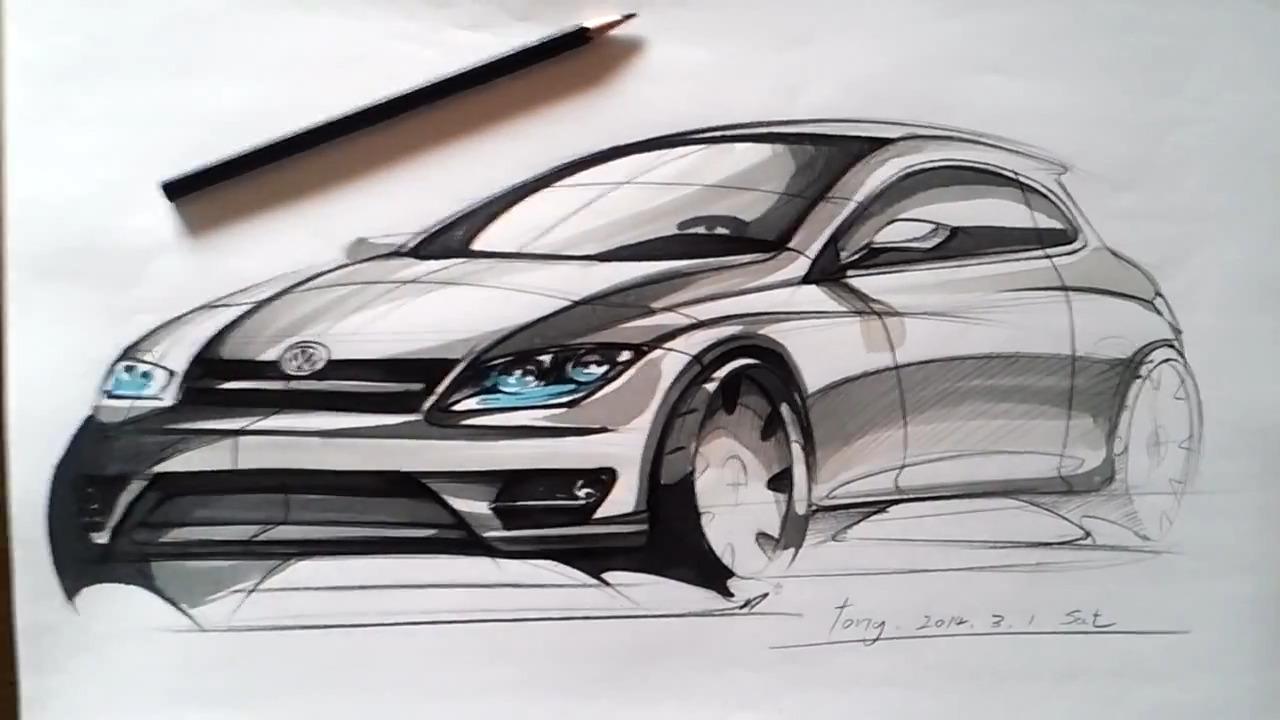 教你如何用铅笔画逼真的汽车模型