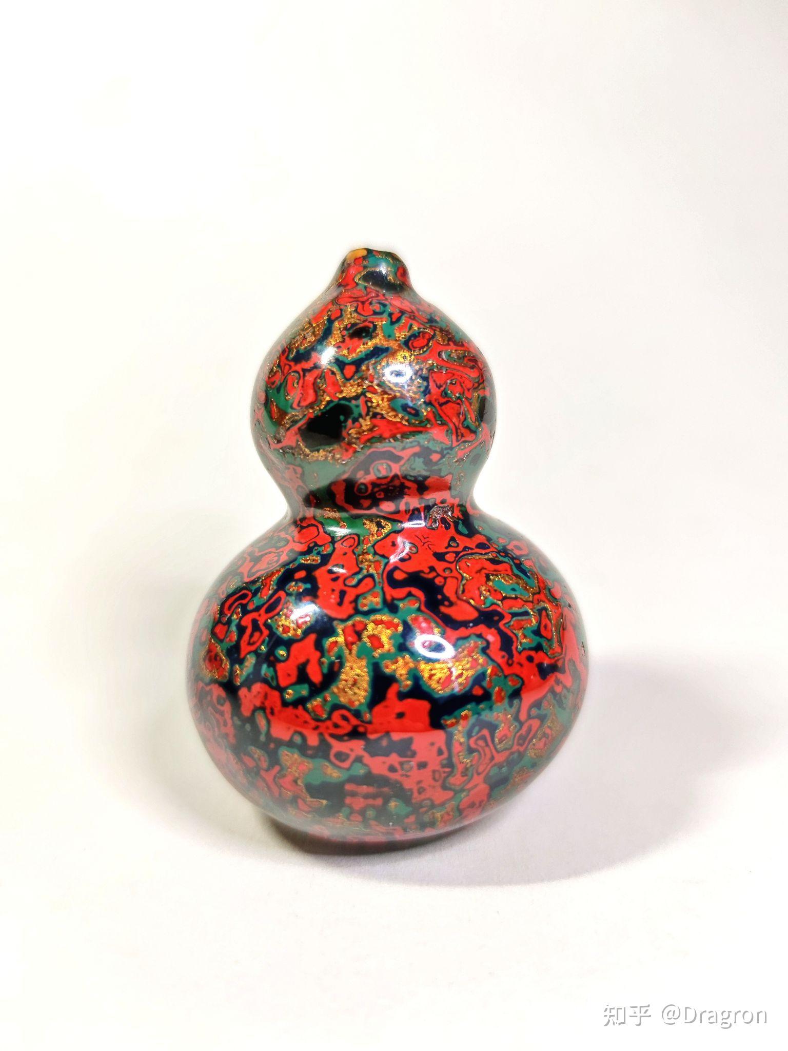 大漆葫芦红金斑犀皮福禄