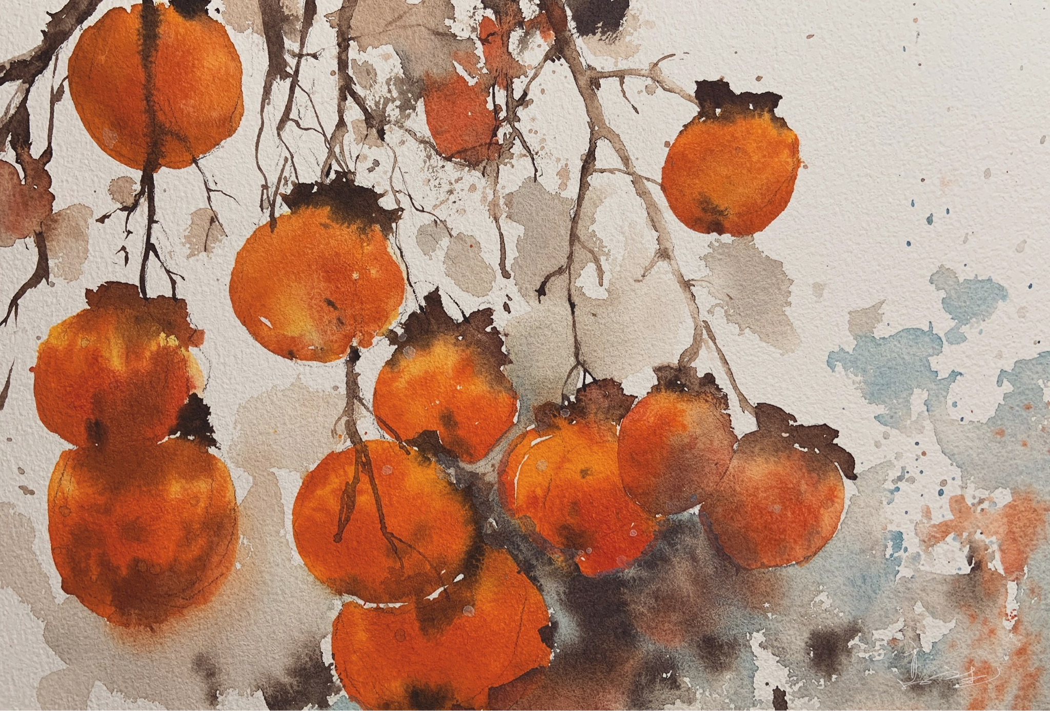 水彩画金毛与猫