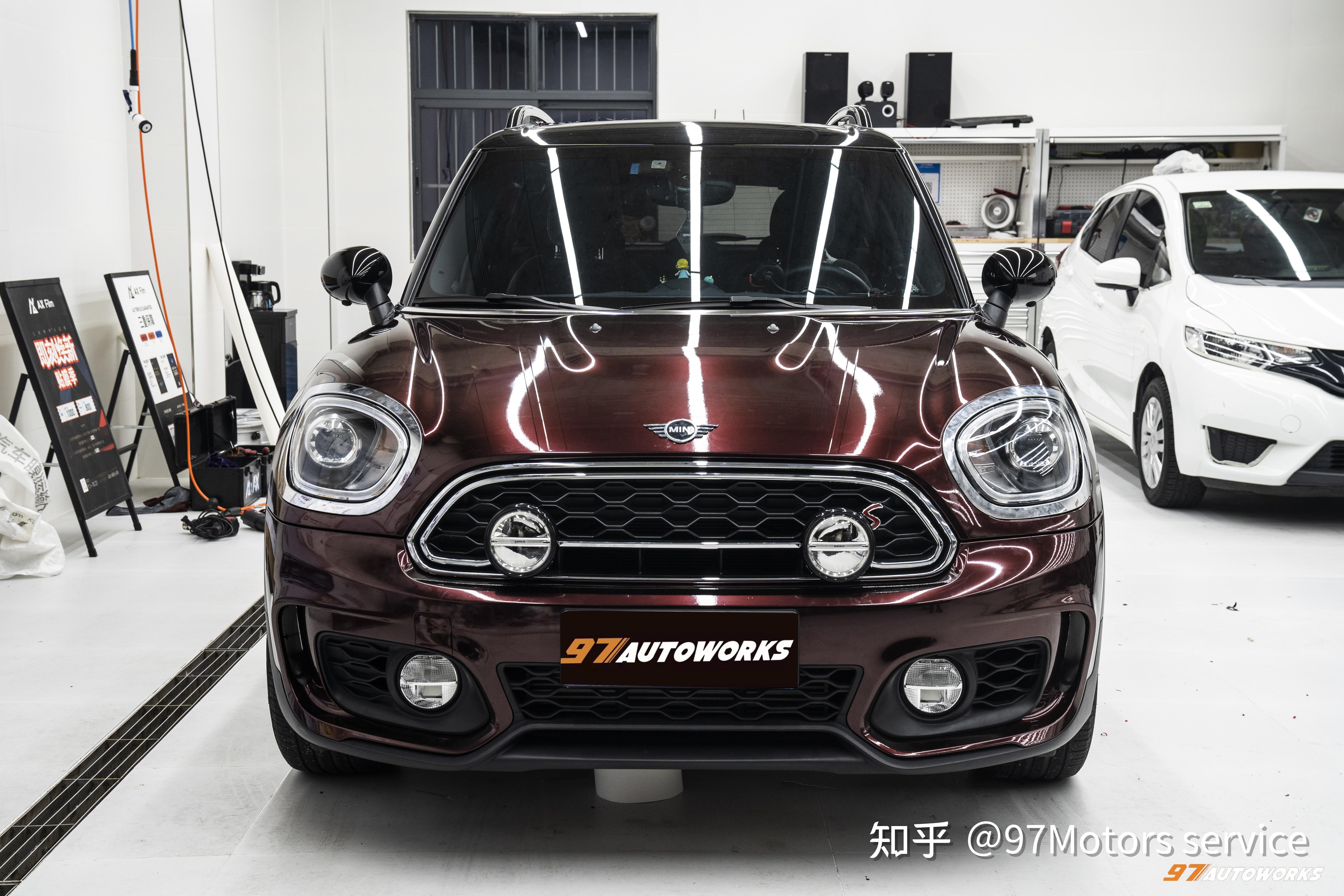 宝马mini车衣改色金属黑玫瑰