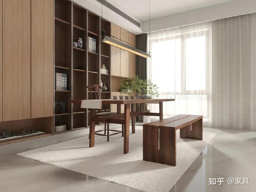 摩登东方新中式茶室体验实木茶桌带来的空间之美
