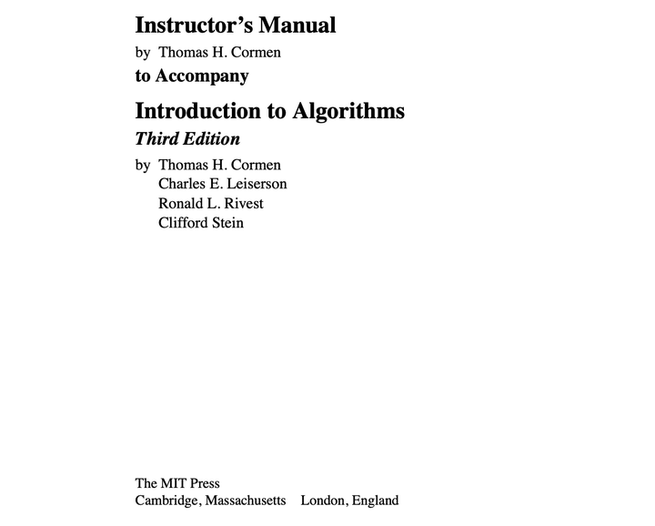 算法导论 教师手册 包含每章答案 (introduction To Algorithms CLRS) - 知乎