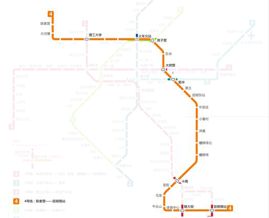 昆明四号地铁站线路图图片