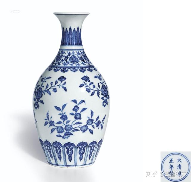 中国 大清雍正年製款 青花 唐草龍花文 遊環双耳瓶 V R7172B 公式通販