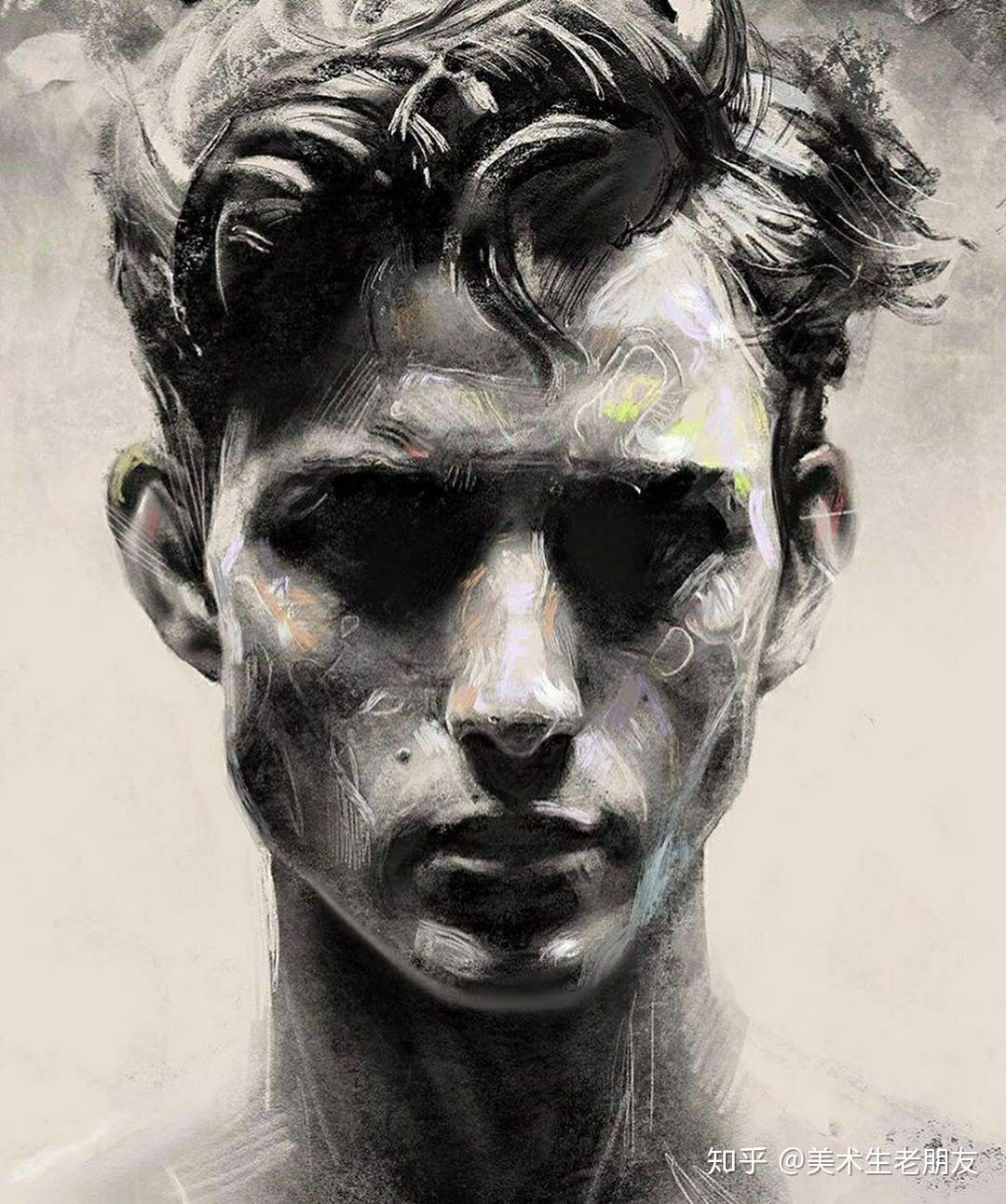 提高审美板绘素描头像这样深邃的眼神你爱了吗来自插画艺术家kildren