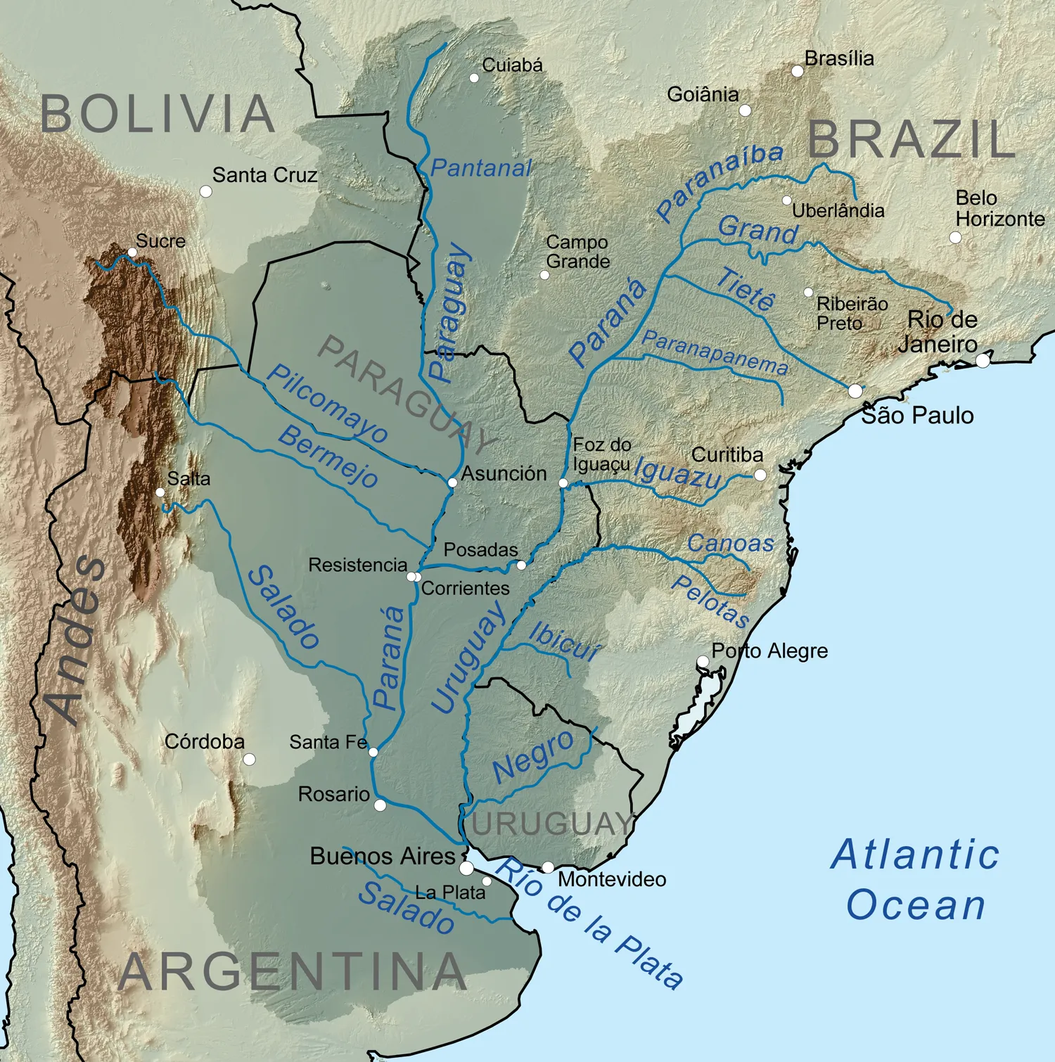 拉普拉塔河全长4640公里,流域面积约400万平方公里,流经巴西,巴拉圭