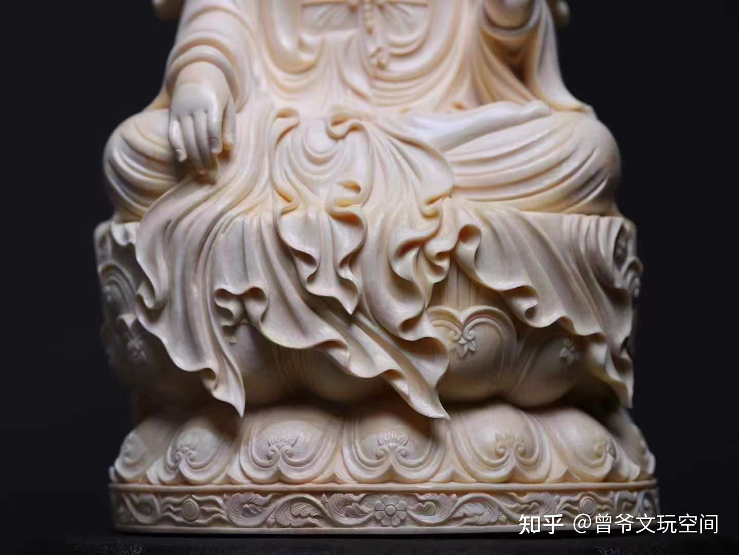 10年文玩人科普猛犸牙雕制品德王观音菩萨摆件传说