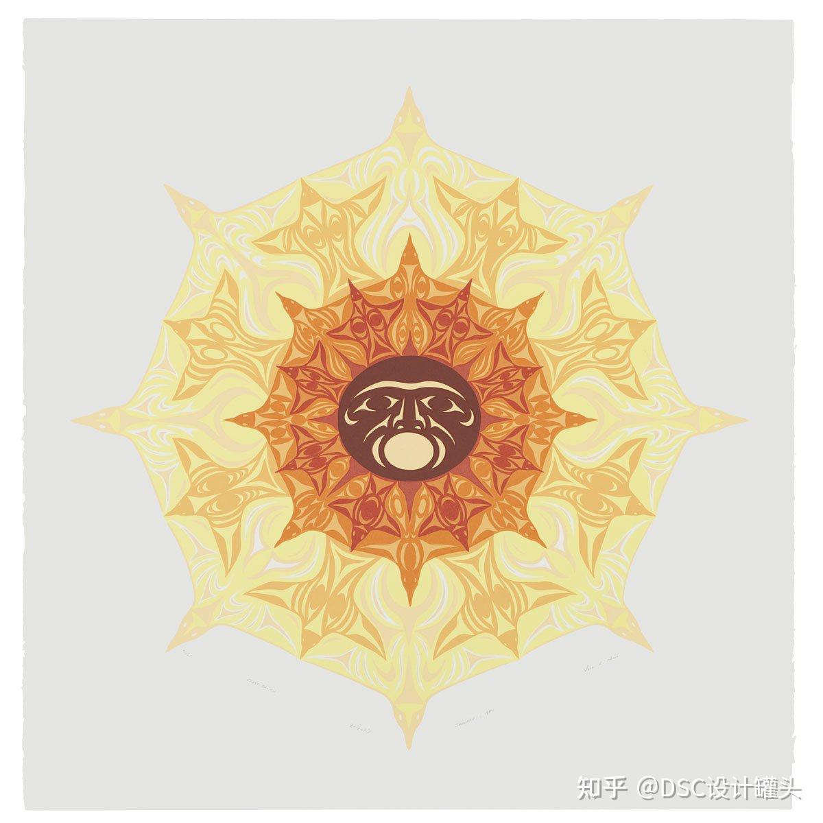 部分是丝网印刷品,这些印刷作品很多都是源自于萨利什的纺织轮盘图案