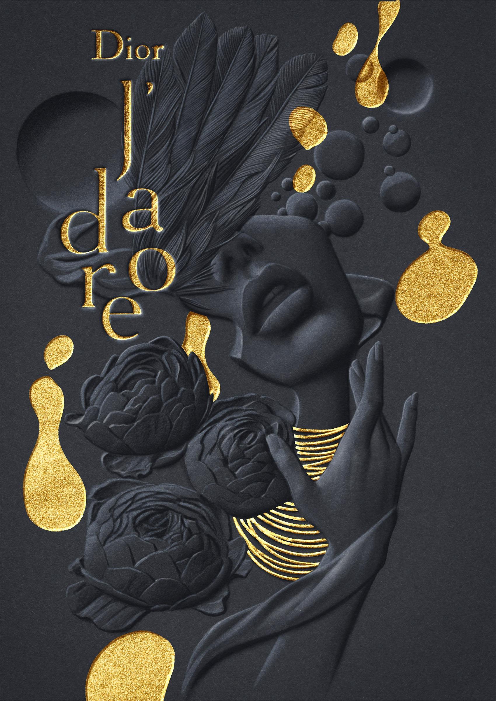 逼真的压纹和金箔效果samyhalim惊艳的插画设计