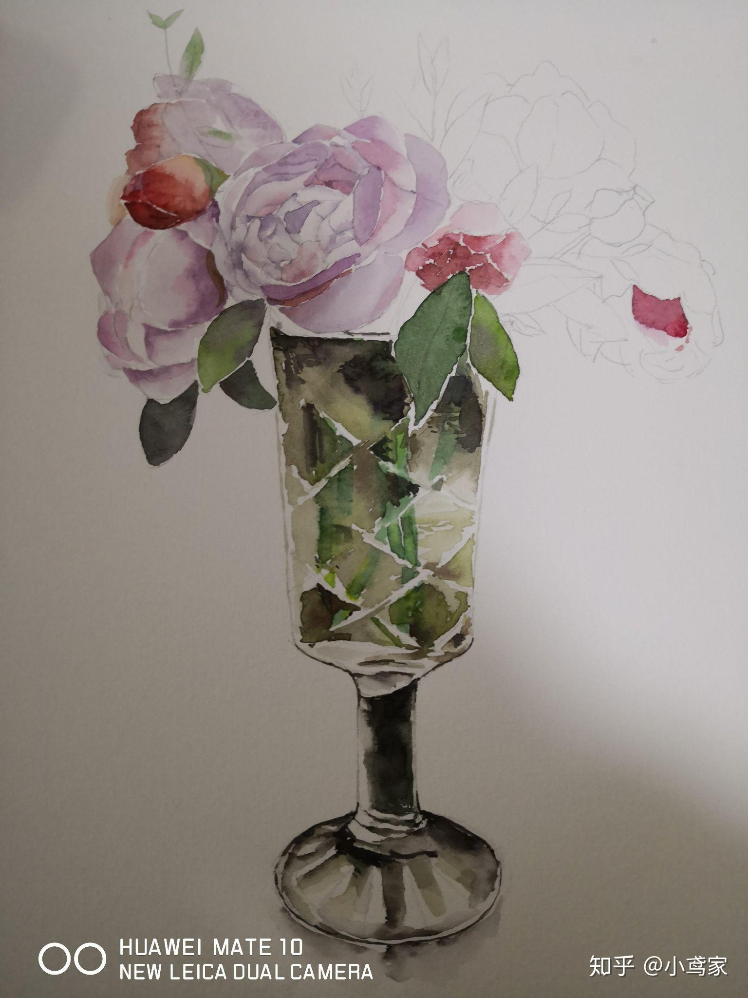 玻璃花瓶里的花卉步骤