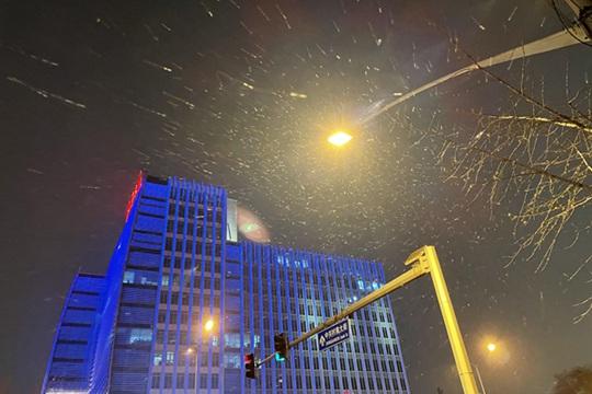 北京多地雪花飄預計今天前半夜降雪停止