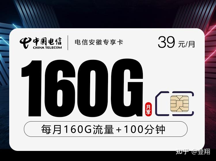 安徽流量卡上架啦!电信大流量卡39元160G流量+100分钟通话!长期套餐!只发安徽
