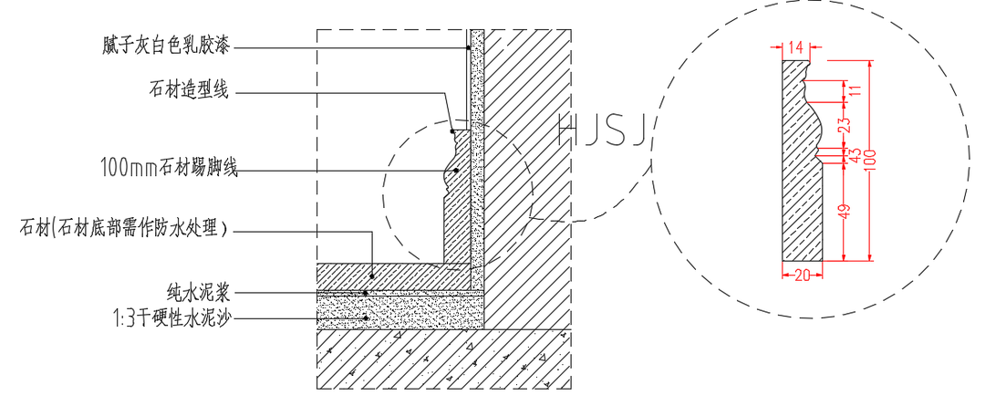 石材踢脚线通用施工图hjsj