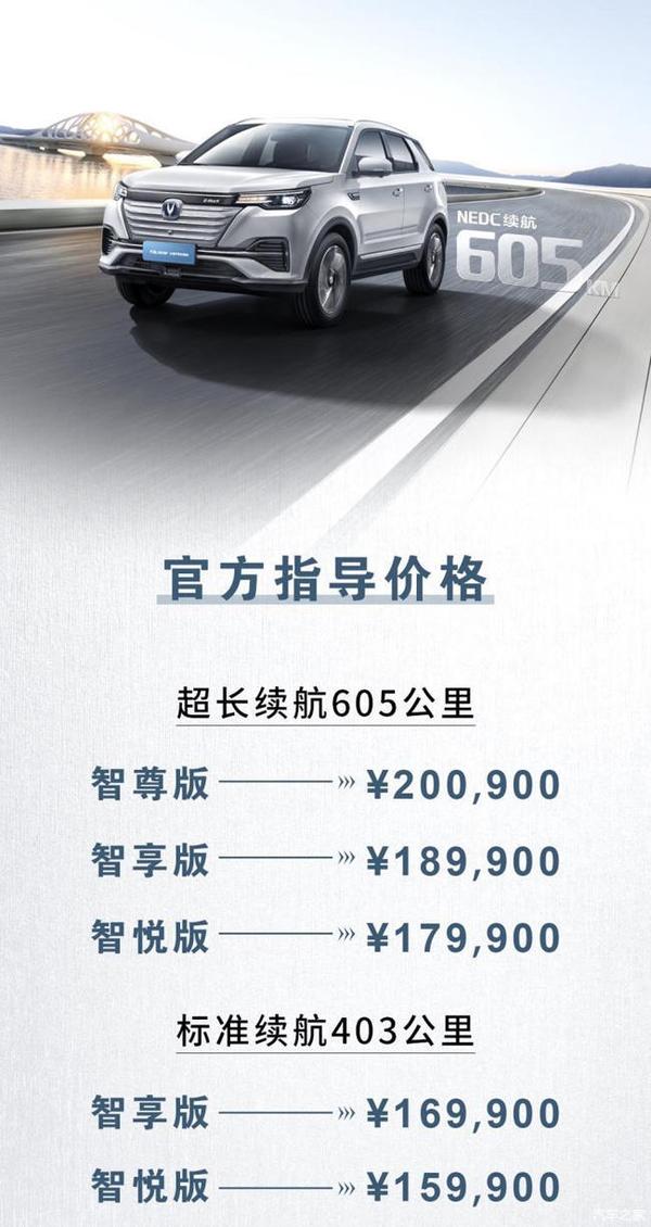 长安cs55纯电版1599万起智悦版最超值