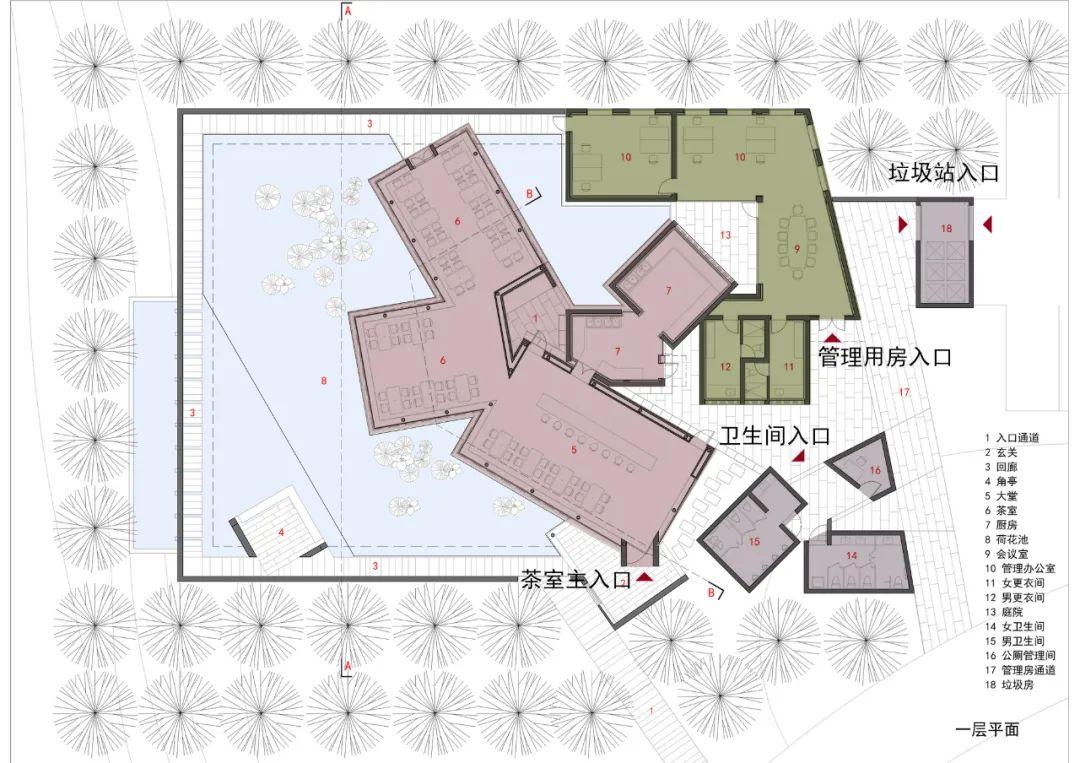 茶室功能分区平面图图片