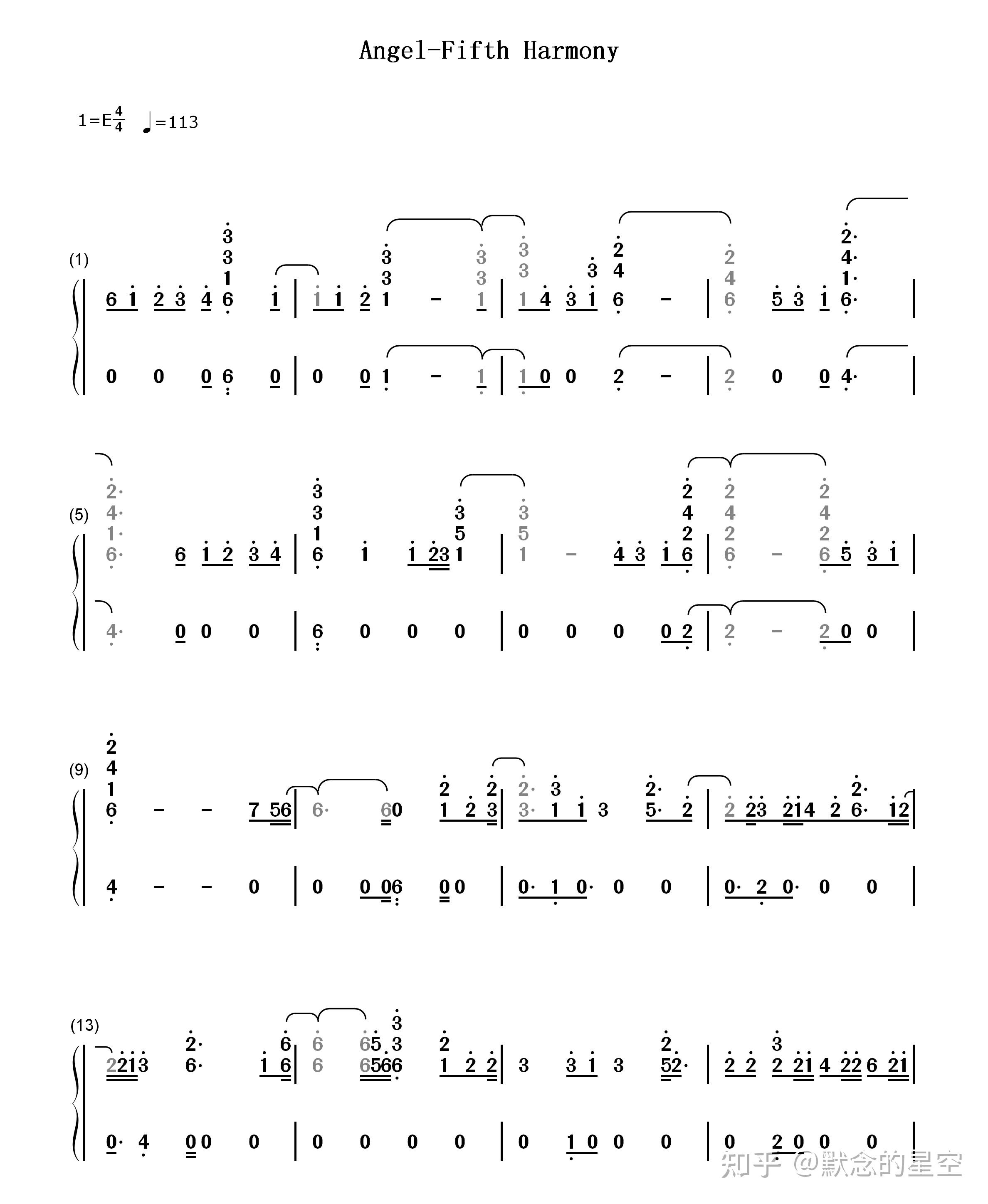 钢琴谱双手简谱双版本angelfifthharmonyangel是由fifthharmony演唱的