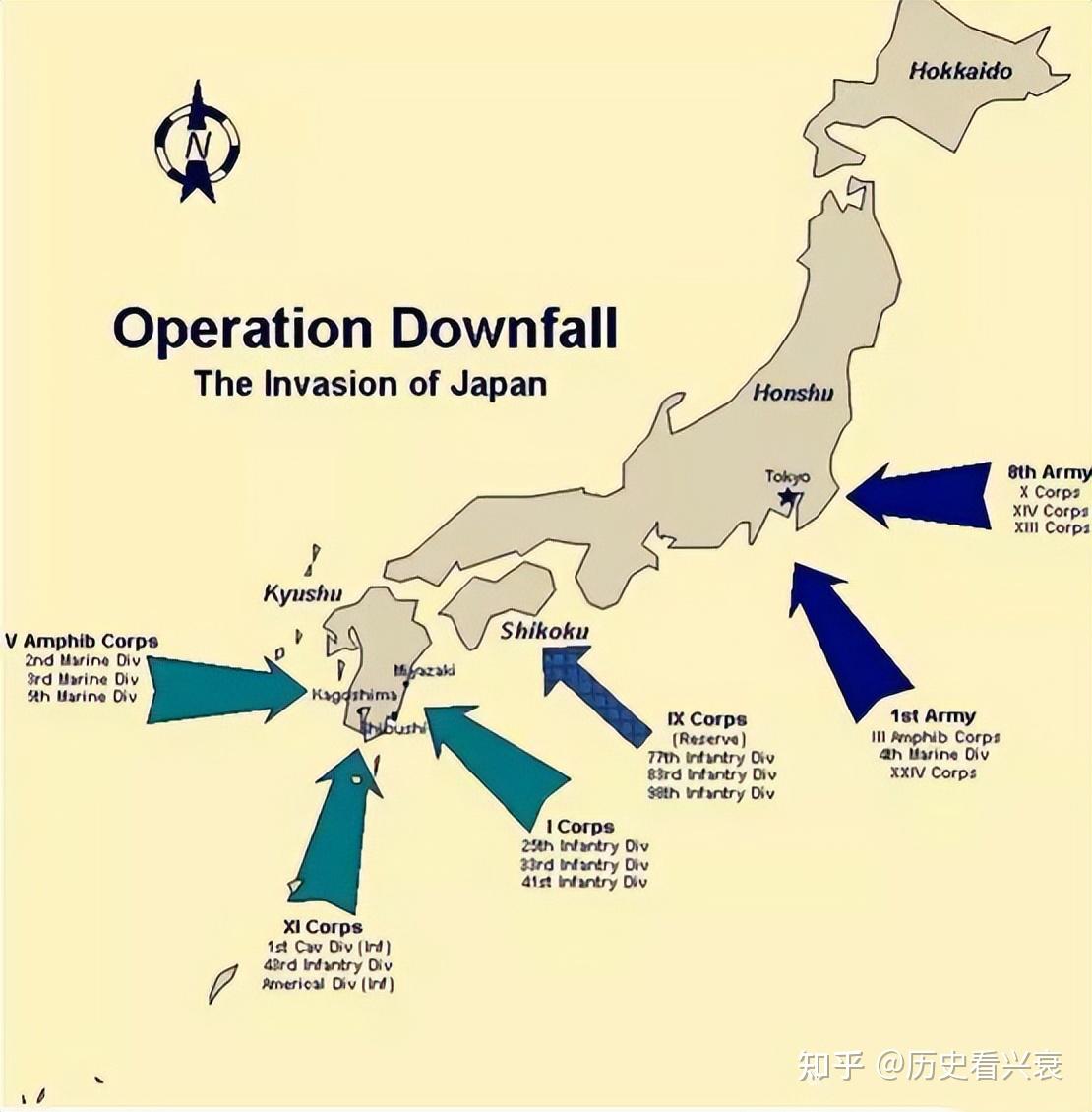 在當時,美國海軍和陸軍聯合制訂了登陸日本的計劃.