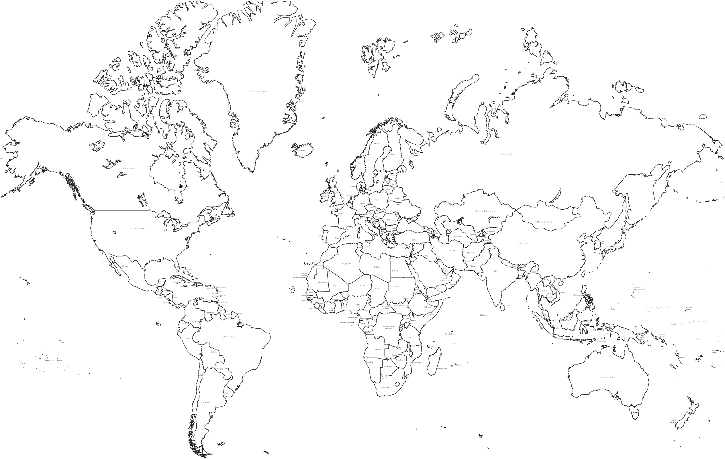 七大洲地图空白打印版图片