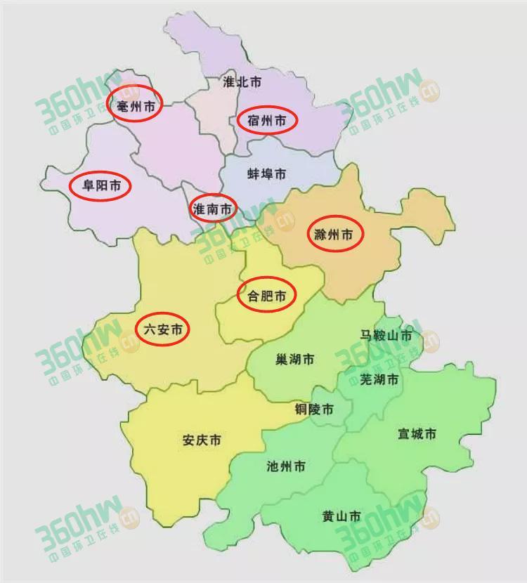 級項目分別分佈在毫州市,六安市,阜陽市,淮南市,合肥市,滁州市,宿州市