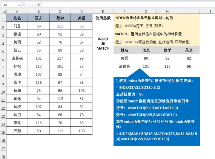 函数index和match的组合怎么用