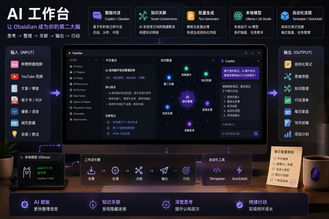 Obsidian × AI：我每天都在用的 5 个 AI 工作流，把笔记库变成第二大脑 - 知乎