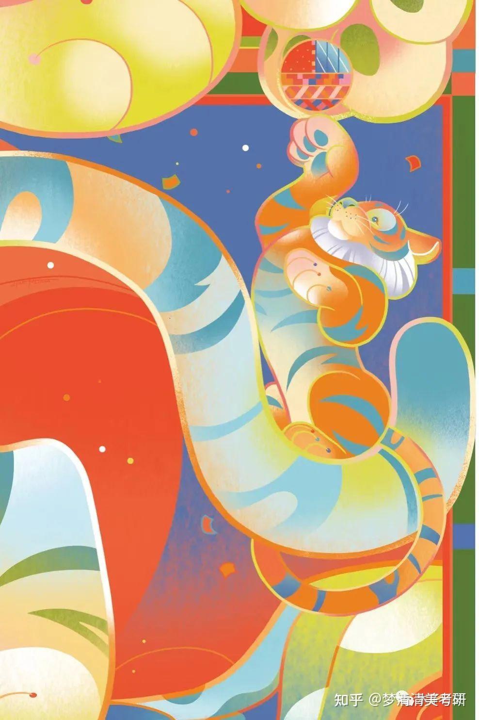 清华美院视觉传达系杰出学姐李旻虎年新作插画故事两只老虎