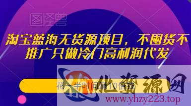 淘宝蓝海无货源项目，不囤货不推广只做冷门高利润代发，花一半时间赚10倍钱