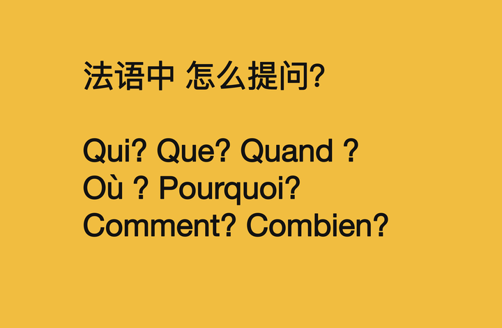 法语中 怎么表达疑问？ 怎么提问？Qui?Que? Quand ?Où ? Pourquoi? Comment? Combien? Quel ...