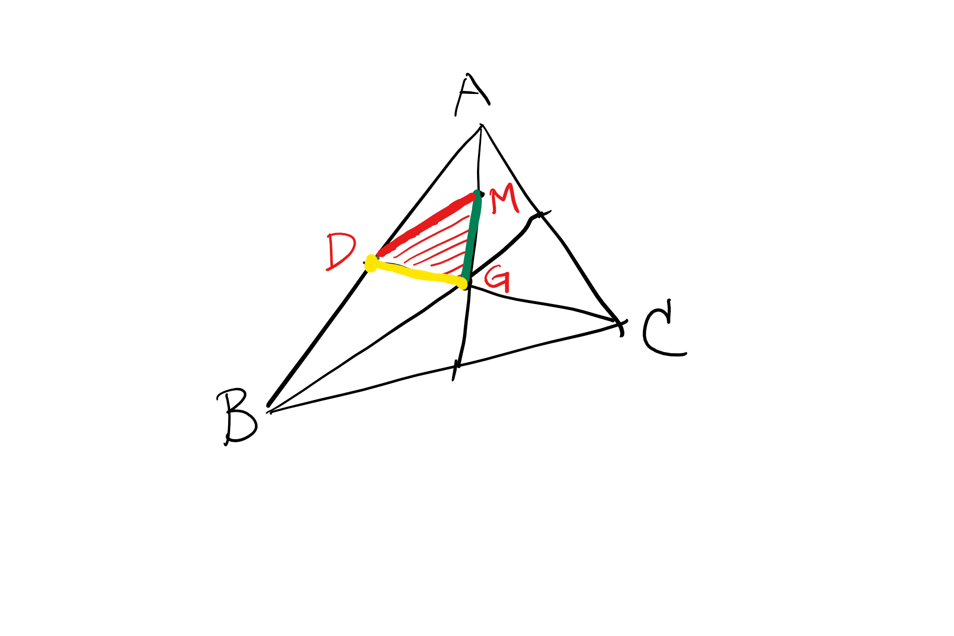 为什么三角形中线组成的三角形面积等于这个三角形面积的34百度上写的