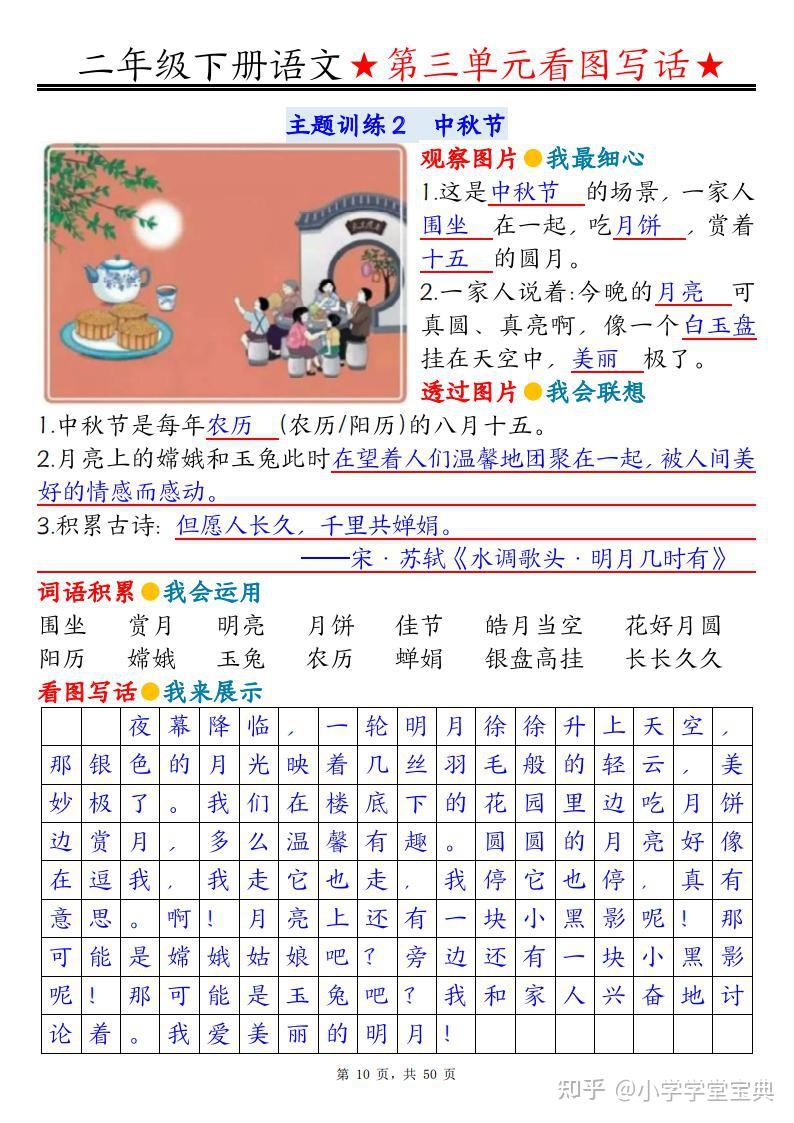 二年级下册语文1-8单元看图写话指导与范文（范文+练习） - 知乎